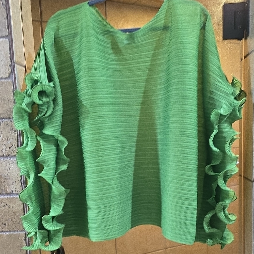 StyleweGreen Ruffle Sleeve Women's Top